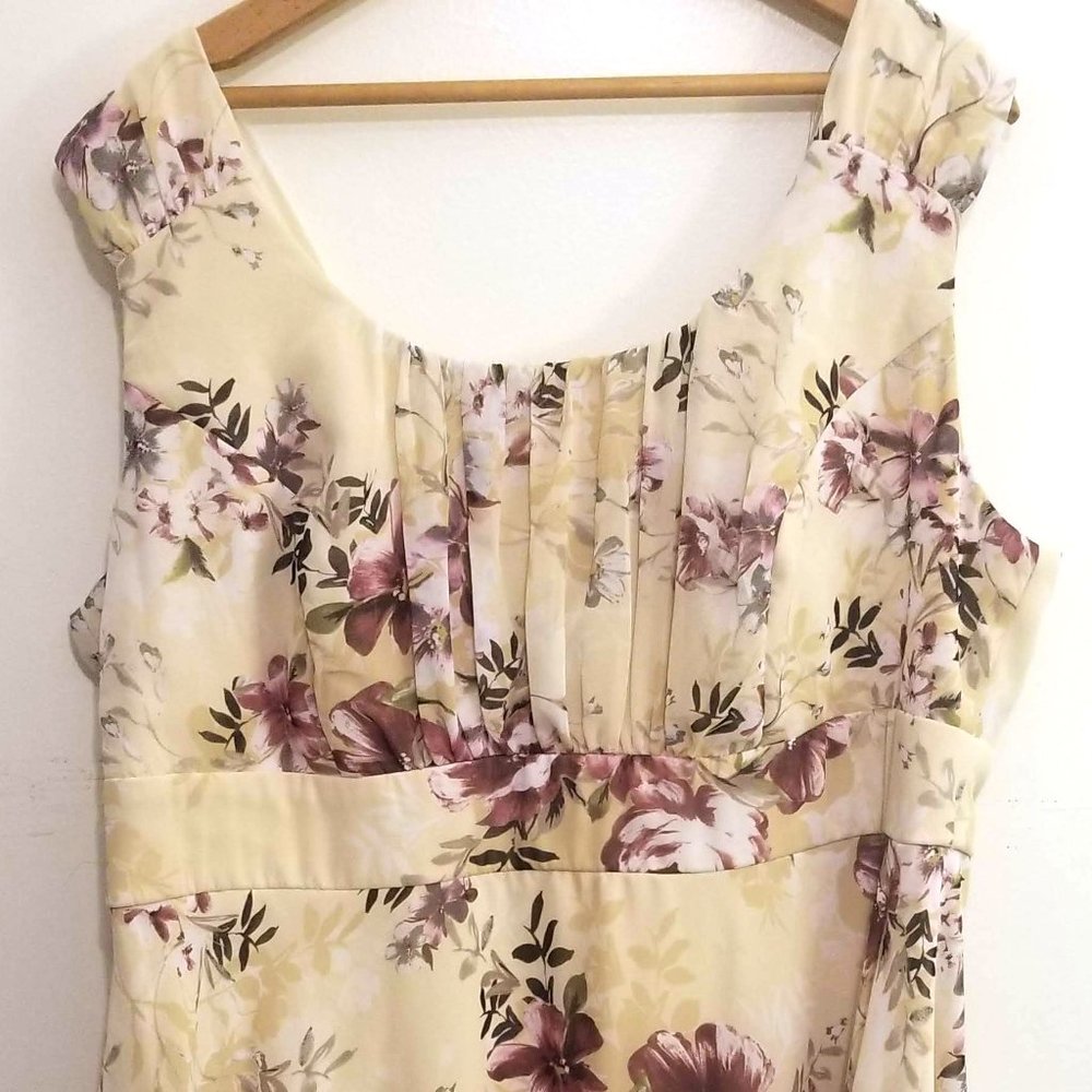 Cream and Purple Floral Organza Dress